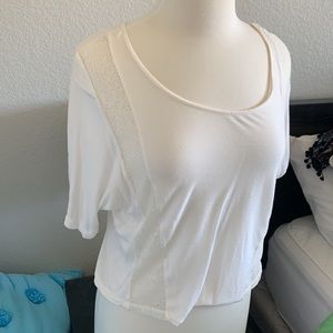 Flowy crop white express top with lace